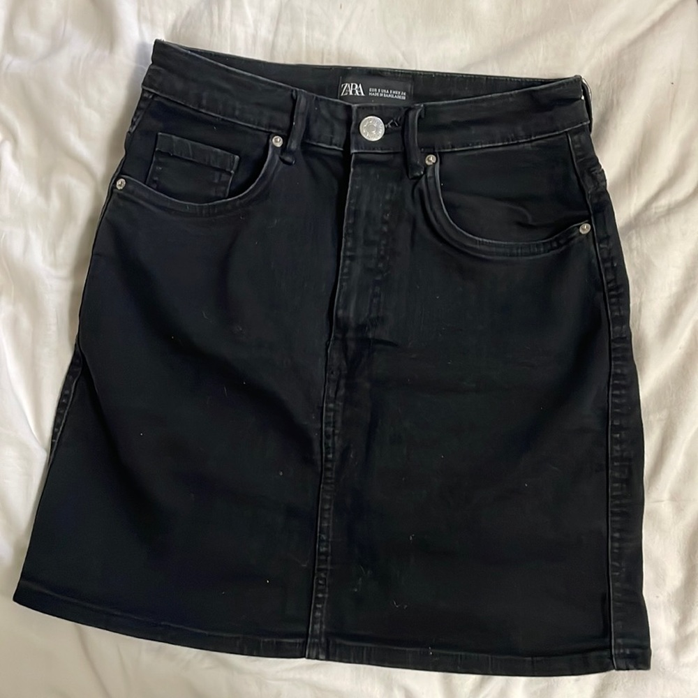 Zara black denim skirt